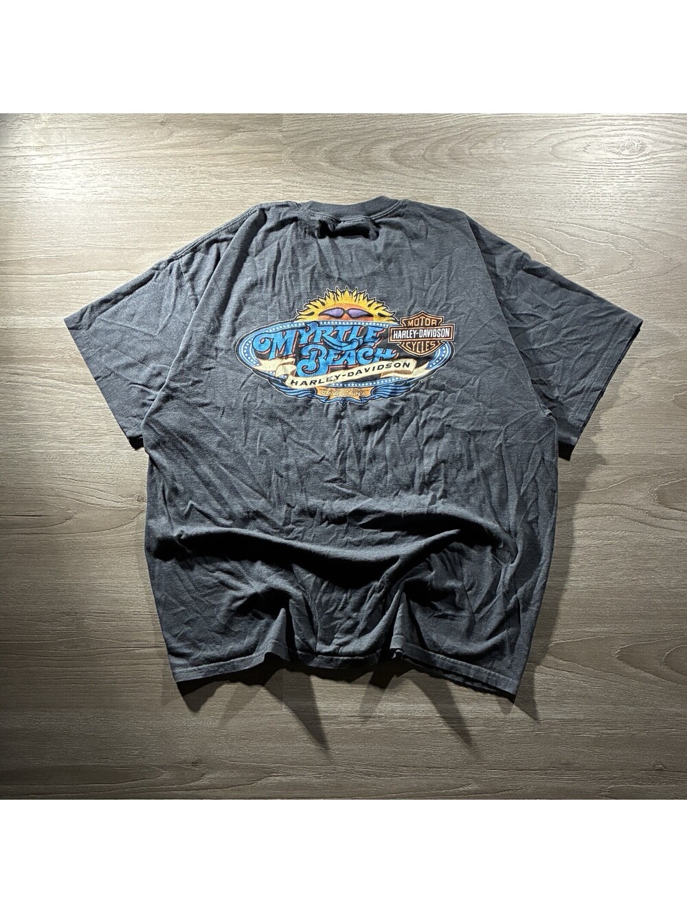 Vintage 2002 Harley Davidson Mens XL Charcoal Grey Myrtle Beach SC Pocket Tee